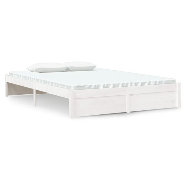 vidaXL Cadre de lit Blanc Bois massif 140x190 cm