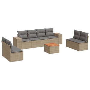 vidaXL Salon de jardin avec coussins 9 Pièces beige résine tressée