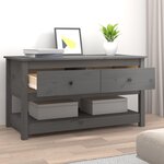 vidaXL Table basse Gris 102x49x55 cm Bois massif de pin