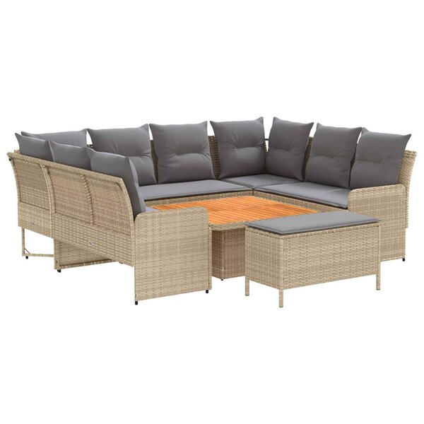 vidaXL Ensembles de meubles 7 Pièces Beige et Gris clair Rotin PE