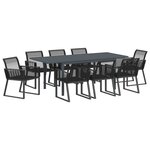 vidaXL Ensemble de salle à manger pour jardin 9 pc Noir polyrotin
