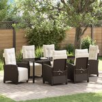 vidaXL Set de jardin 7 pièces marron rattan poly