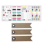 131 stickers symboles Bullet journal couleurs vives + 20 étiquettes kraft Fanion