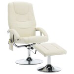 vidaXL Fauteuil de massage avec repose-pied blanc crème similicuir