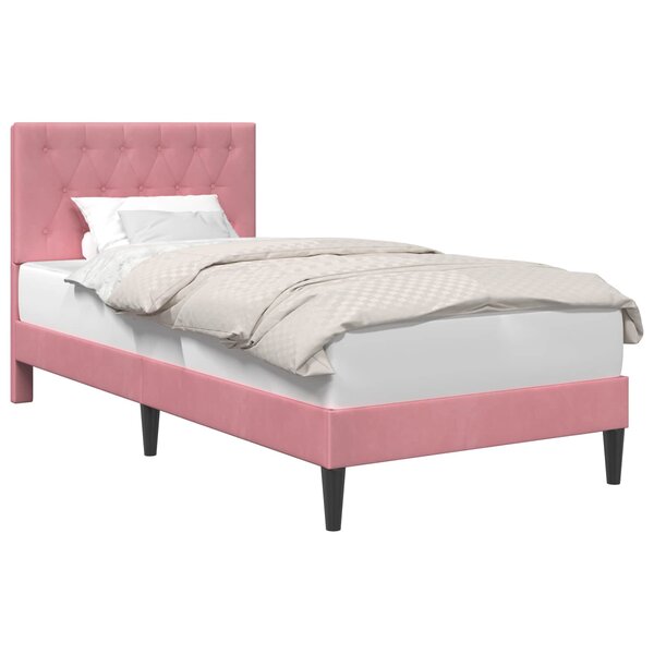 vidaXL Cadre de lit avec tête de lit Rose 100 x 200 cm Velours