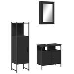 vidaXL Ensemble de meubles salle de bain 3 Pièces noir bois d'ingénierie