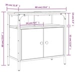 vidaXL Armoire lavabo de salle de bain chêne fumé 60x30x60 cm