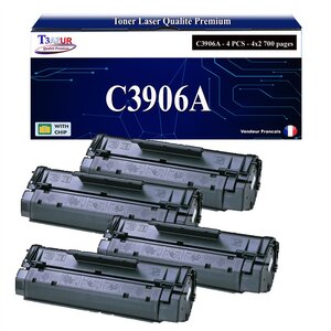 T3AZUR -4x Toners compatibles avec HP C3906A (06A) pour HP LaserJet 3100  3100SE  3100X  3150  3150SE  3150X  5L  5L FS  5L Xtra  6L  6L SE  6L XI