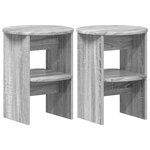 vidaXL Meuble d'appoint 2 pc Gris Sonoma Ø40 x 50 cm Bois d’ingénierie