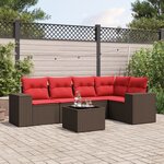 vidaXL Salon de jardin 6 Pièces avec coussins marron résine tressée
