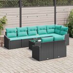 vidaXL Ensemble de Canapés avec coussin 9 Pièces Noir polyrotin