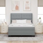 vidaXL Lit à ressorts avec matelas Gris clair 160 x 200 cm tissu
