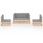 vidaXL Salon de jardin 4 Pièces avec coussins Bois de pin massif