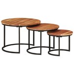 vidaXL Tables gigognes 3 Pièces bois massif d'acacia