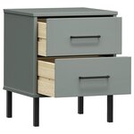 vidaXL Table de chevet avec pieds en métal Gris Bois pin massif OSLO