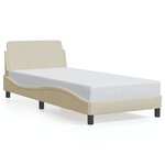 vidaXL Cadre de lit avec tête de lit sans matelas crème 80x200cm tissu