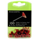 Boîte De 100 Épingles À Tête Plate Unie - Hauteur De Pointe 8mm - 5mm De Diamètre - Rouge - Exacompta