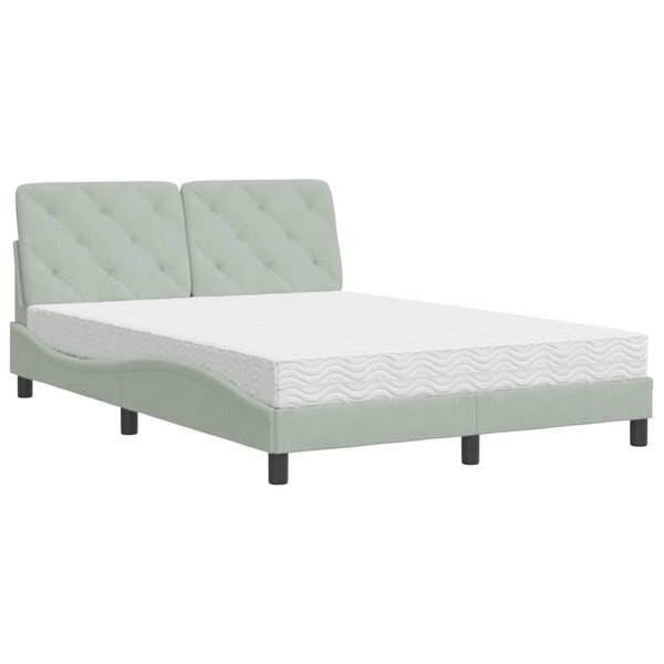 vidaXL Lit avec matelas gris clair 140x200 cm velours