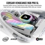 CORSAIR Mémoire PC DDR4 - VENGEANCE RGB PRO 16Go (2x8Go) - 3600Mhz - CAS 18 - White (CMH16GX4M2D3600C18W)