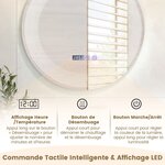 Miroir de salle de bain Ø 60 cm avec motif led antibuée 3 couleurs fonction mémoire affichage temps température ip44 argent 20_0009757