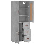 vidaXL Buffet haut Gris béton 69 5x34x180 cm Bois d'ingénierie