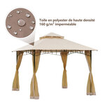 Tonnelle barnum style colonial dim. 3L x 3l x 2 7H m double toit 4 moustiquaires latérales avec zip beige