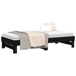 vidaXL Lit coulissant sans matelas noir 2x(75x190) cm