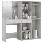 vidaXL Coiffeuse à LED avec 2 armoires Gris béton Bois d'ingénierie