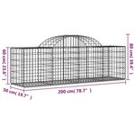 vidaXL Paniers à gabions arqués 18 Pièces 200x50x60/80 cm fer galvanisé