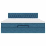 vidaXL Cadre de lit ottoman avec matelas bleu foncé 200x200 cm velours