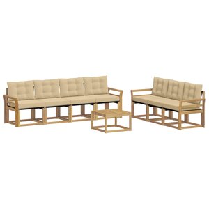 vidaXL Ensemble de canapés d'extérieur 8 Pièces Blanc et Beige