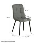 Chaise de salle a manger en tissu aspect lin gris  pietement metal noir  sans accoudoirs