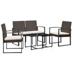 vidaXL Ensemble à manger de jardin 5 Pièces et coussins marron rotin PP