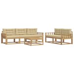 vidaXL Ensemble de canapés d'extérieur 6 Pièces Blanc et Beige