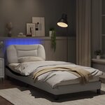 vidaXL Cadre de lit avec lumières LED blanc noir 90x190 cm similicuir