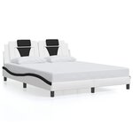 vidaXL Cadre de lit Viana sans matelas blanc et noir 160x200 cm similicuir