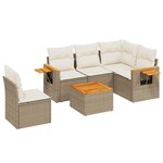 vidaXL Salon de jardin avec coussins 6 Pièces beige résine tressée