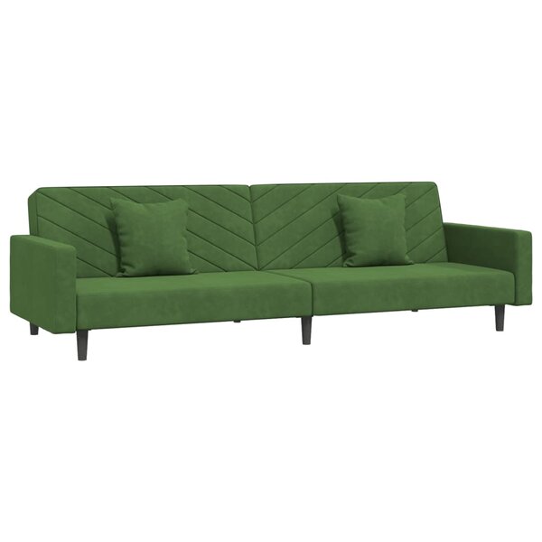 vidaXL Canapé-lit à 2 places avec deux oreillers Vert foncé Velours