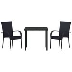vidaXL Ensemble de salle à manger pour jardin 3 Pièces Noir Poly rotin