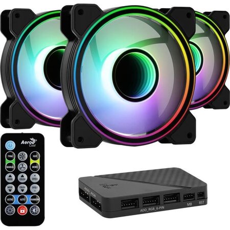 AEROCOOL Mirage 12 Pro ARGB (Pack de 3) - Ventilateur 120mm A-RGB pour boitier