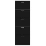 vidaXL Armoire à chaussures Noir 59x17x169 cm Bois d'ingénierie