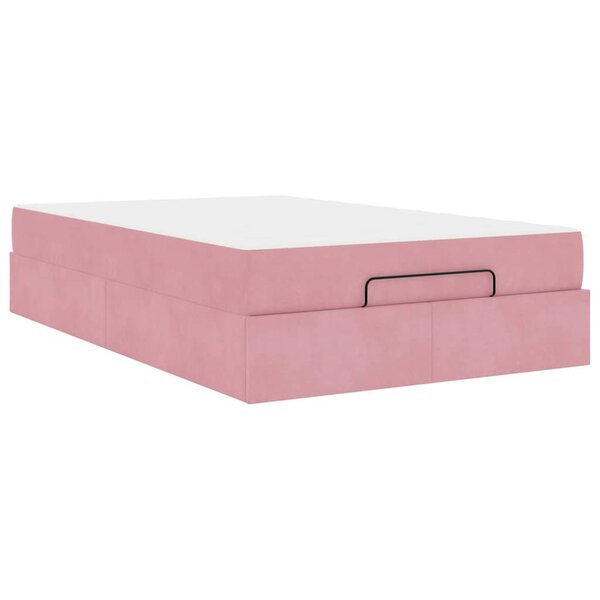 vidaXL Cadre de lit avec matelas Rose 140 x 190 cm Velours