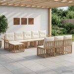 vidaXL Ensemble de canapés d'extérieur 9 Pièces Blanc Naturel et Crème
