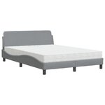 vidaXL Lit avec matelas Dover gris clair 140x200 cm tissu