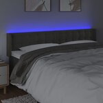 vidaXL Tête de lit à LED Gris foncé 163x16x78/88 cm Velours