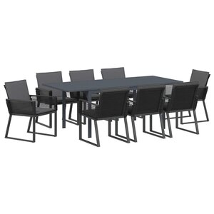 vidaXL Ensemble de salle à manger pour jardin 9 Pièces Noir Poly rotin