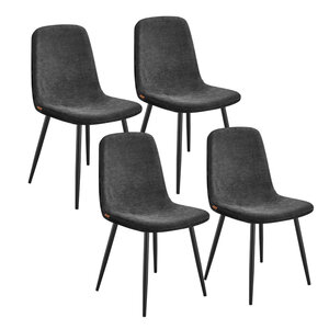 Chaises de salle à manger lot de 4 support métallique pieds réglables nettoyage facile chaises de cuisine tissu chenille PU texturé gris 12_0004985