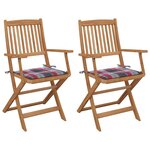 vidaXL Chaises pliables de jardin 2 Pièces avec coussins Bois d'acacia