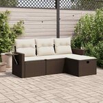 vidaXL Salon de jardin 4 Pièces avec coussins marron résine tressée