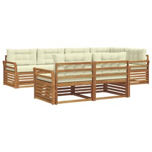 vidaXL Ensemble de canapés d'extérieur 7 pc Naturel et Crème